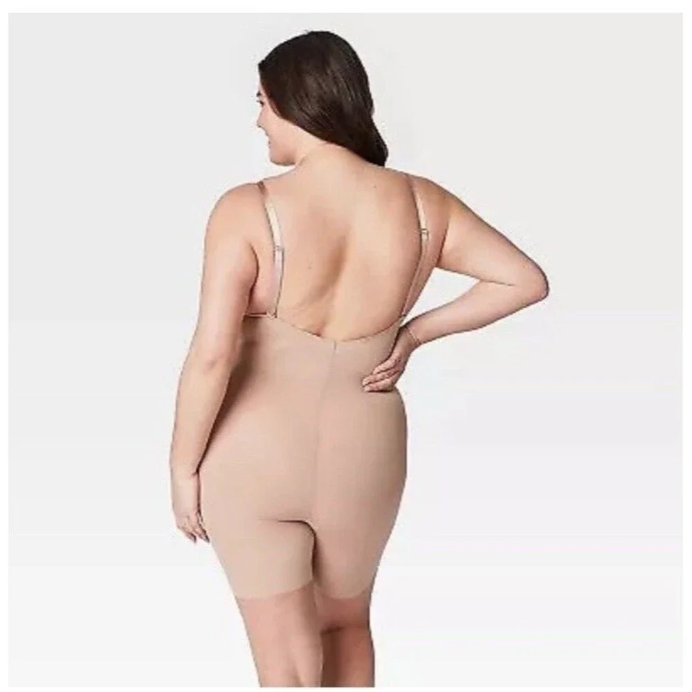 ASSETS by SPANX Women's Flawless Finish Plunge Bodysuit - Beige XL